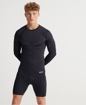 Superdry Training Compression Hosszú Ujjú Férfi Pólók Fekete | FCJSY7016